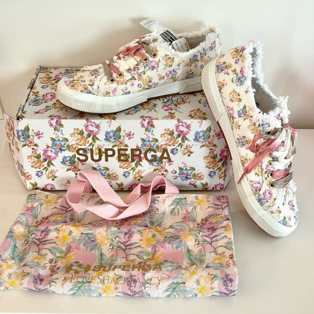 LoveShackFancy x Superga Sneakers, box, storage tote, extra laces, GIFT WRAPPED!